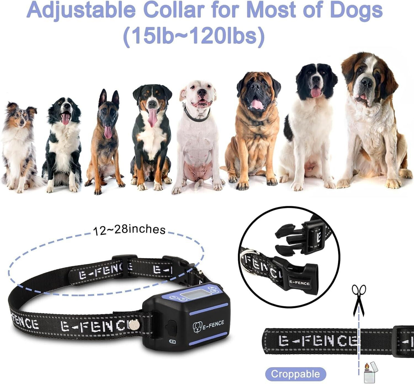 E-FENCE GPS Wireless Dog Fence,Dog Collar Electric Fence,Electric Wireless Pet F
