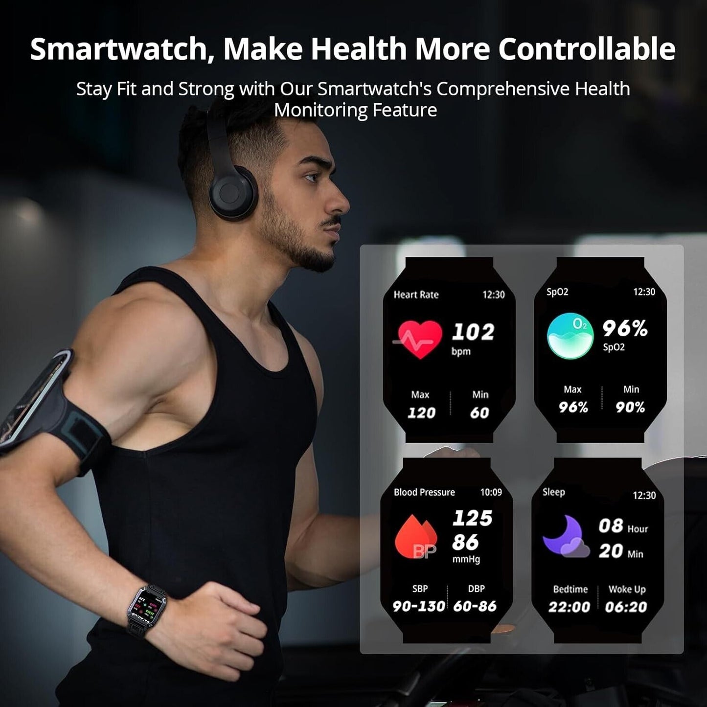 ALKAI Smart Watch Rugged with 5ATM Waterproof Bluetooth Call(Answer/Dial Calls)