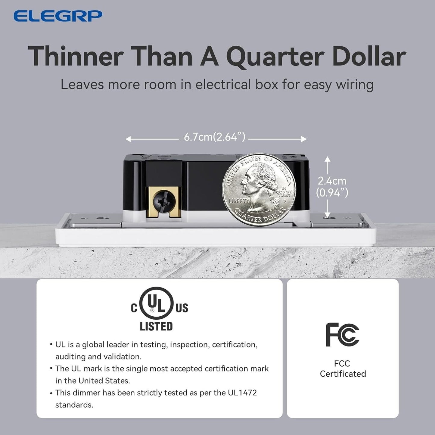 ELEGRP Digital Dimmer Light Switch for 300W Dimmable LED/CFL Lights and 600W Inc