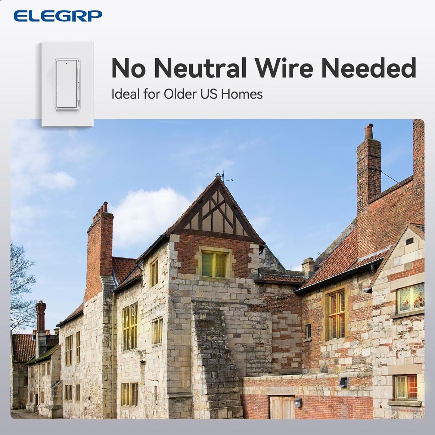 ELEGRP Digital Dimmer Light Switch for 300W Dimmable LED/CFL Lights and 600W Inc