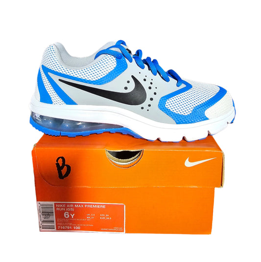 nike air max premier run  color white/ blue  size 6.0 y