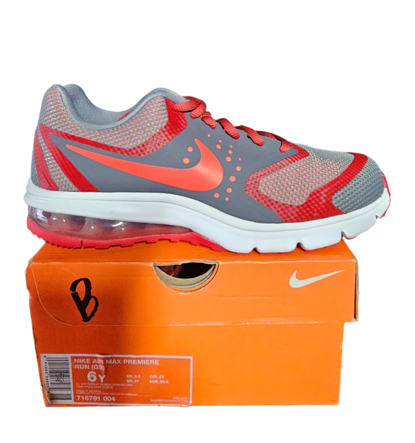 nike air max premier  run 6.0 y  color red/gray