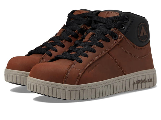 Airwalk Deuce Mid Top ,Toe Women?s Industrial Work Shoes, Brown/Tan, size 7.5
