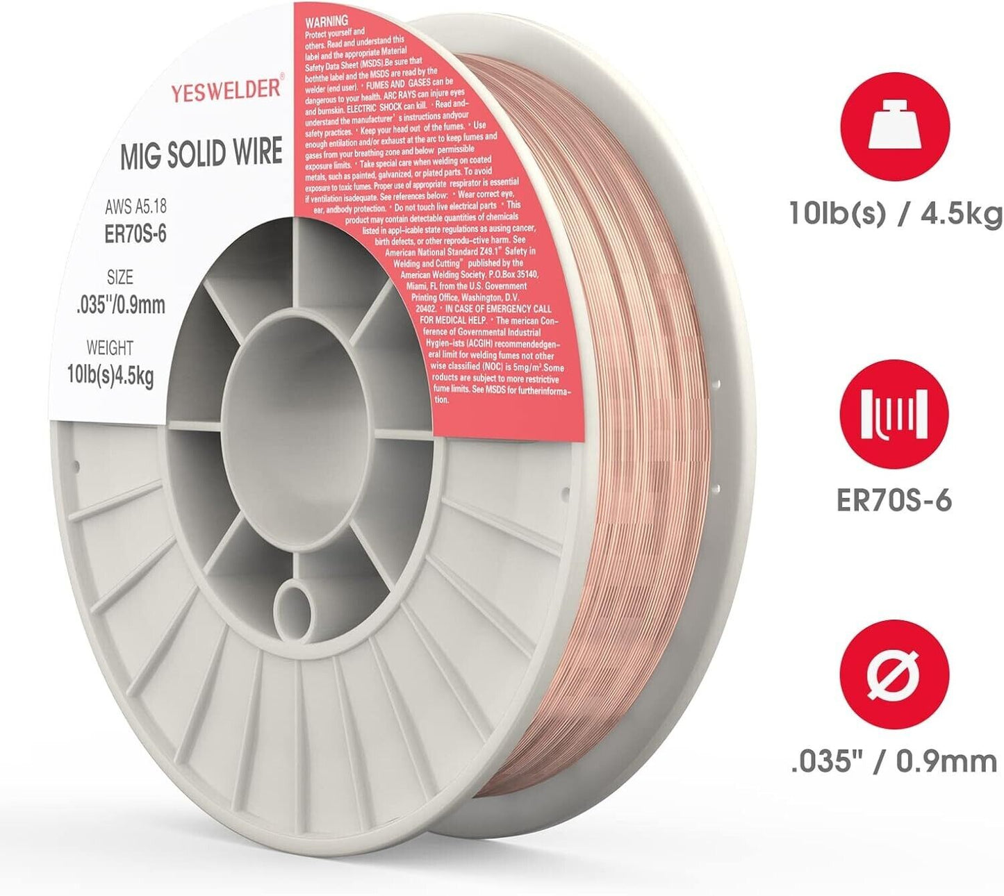 YESWELDER ER70S-6 .030-Inch on 10-Pound Spool Carbon Steel Mig Solid Welding Wir
