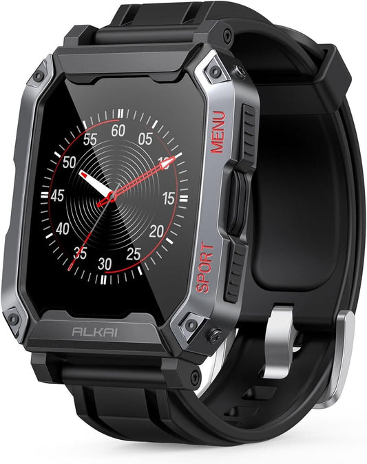 ALKAI Smart Watch Rugged with 5ATM Waterproof Bluetooth Call(Answer/Dial Calls)